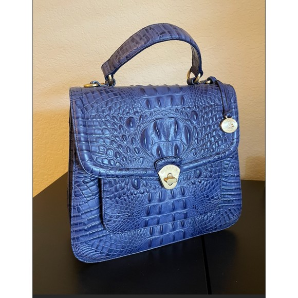 Brahmin Bags Brahmin Flap Top Handleshoulder Bag Bluepurple Gold Hardware Poshmark